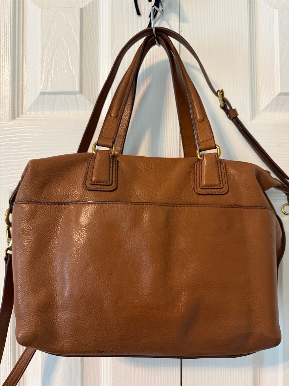FOSSIL 1954 Julia Satchel Brown Pebbled Leather Crossbody Bag Tote - Picture 2 of 10
